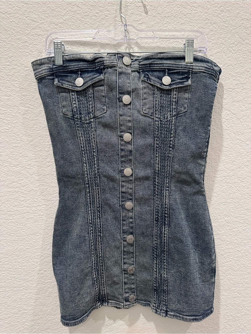 True Religion Denim Corset Dress Vintage Medium Wash Strapless Mini‎ 207198C L